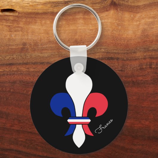 Franse vlag & Frankrijk, Lily - fleur mode/sport Sleutelhanger (Achterkant)