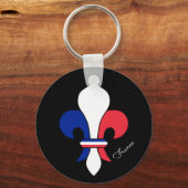 Franse vlag & Frankrijk, Lily - fleur mode/sport Sleutelhanger (Voorkant)