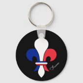 Franse vlag & Frankrijk, Lily - fleur mode/sport Sleutelhanger (Achterkant)