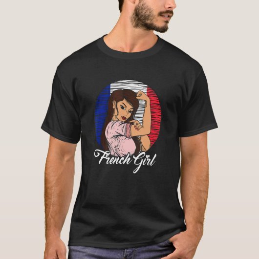 Franse vlag Franse Girl T-shirt (Voorkant)