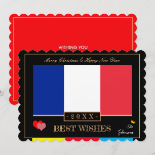 Franse vlag & Gelukkig Nieuwjaar/ Beste Wensen Fra Feestdagenkaart