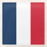 Franse Vlag Glazen Onderzetter<br><div class="desc">De nationale vlag van Frankrijk.</div>