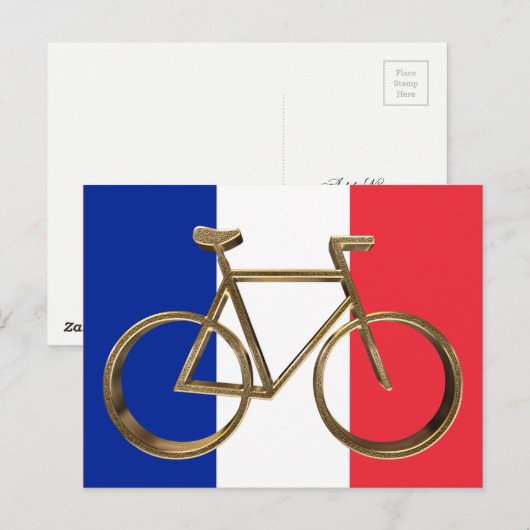 Franse vlag Golden Bike fietsenrijwielrijwielrijde Briefkaart (Voorkant / Achterkant)