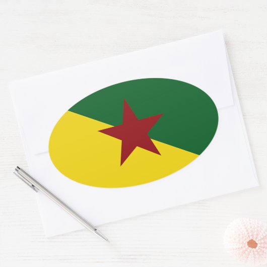 Franse vlag Guiana Ovale Sticker (Envelop)