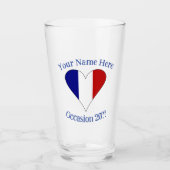 Franse vlag Hart Blauw Gepersonaliseerd Glas (Voorkant)