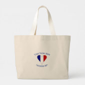 Franse Vlag Hart Blauw Persoonlijk Grote Tote Bag (Achterkant)