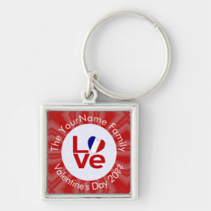 Franse vlag Hart LIEFDE Rood Gepersonaliseerde tek Sleutelhanger