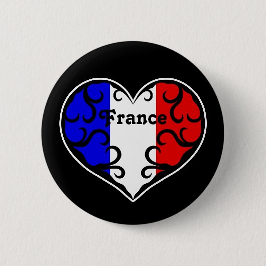 Franse vlag hart op zwart ronde button 5,7 cm (Voorkant)