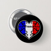 Franse vlag hart op zwart ronde button 5,7 cm (Voorkant /achterkant)
