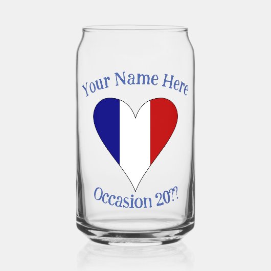 Franse Vlag Hart Persoonlijk Blikvorm Glas (Voorkant)