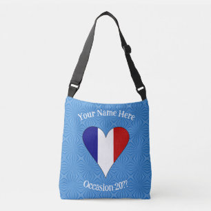 Franse Vlag Hart Persoonlijk op Blauw Crossbody Tas