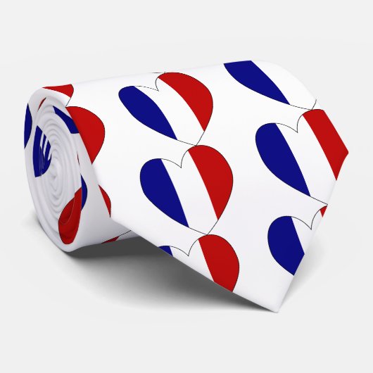 Franse vlag Hart Valentijn 1 Stropdas (Opgerold)