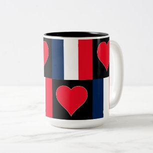 Franse vlag : Heart Patriotic French Pride Tweekleurige Koffiemok