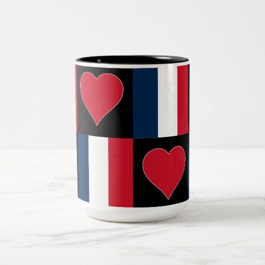 Franse vlag : Heart Patriotic French Pride Tweekleurige Koffiemok (Center)