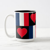 Franse vlag : Heart Patriotic French Pride Tweekleurige Koffiemok (Links)