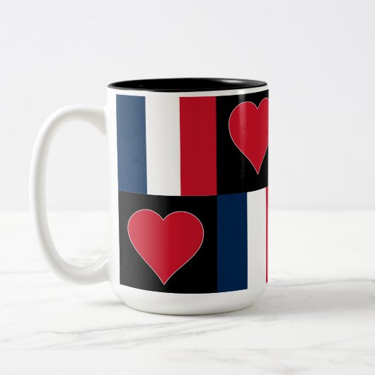 Franse vlag : Heart Patriotic French Pride Tweekleurige Koffiemok (Links)