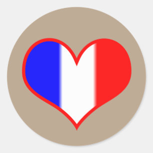 Franse vlag Heart Ronde Sticker