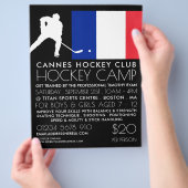 Franse vlag, hockeyspeler, kampreclamefolder flyer (Hand)
