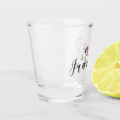 Franse vlag in een hartje , Frankrijk Shot Glas (Links)