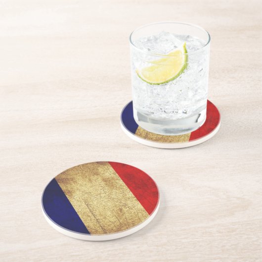 Franse vlag in Grunge Zandsteen Onderzetter (Zijkant)