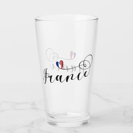 Franse vlag in Heart, Frankrijk Glas (Achterkant)