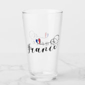 Franse vlag in Heart, Frankrijk Glas (Voorkant)