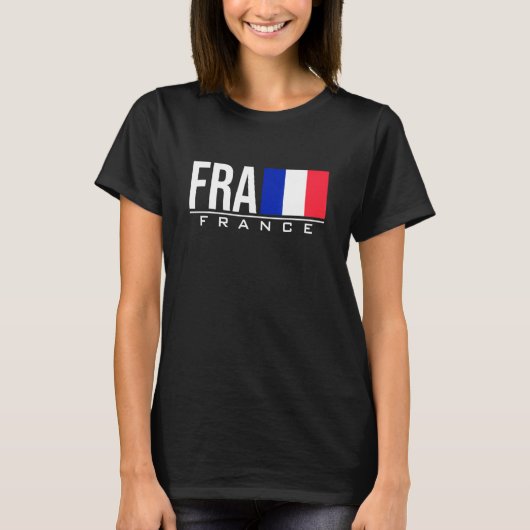 Franse vlag Internationale landcode voor vrije spo T-shirt (Voorkant)
