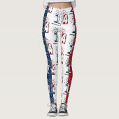 Franse vlag Juli 14 Quatorze Juillet Bastille Day Leggings (Voorkant)