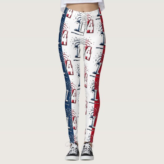 Franse vlag Juli 14 Quatorze Juillet Bastille Day Leggings (Voorkant)