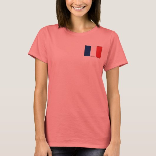 Franse vlag + kaart T-Shirt (Voorkant)