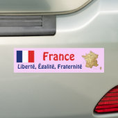 Franse vlag + kaartBumpersticker Bumpersticker (Op auto)