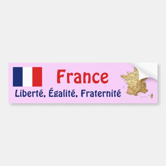 Franse vlag + kaartBumpersticker Bumpersticker (Voorkant)