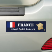 Franse vlag + kaartBumpersticker Bumpersticker (Op auto)