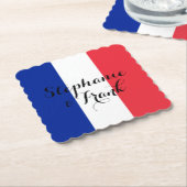 Franse vlag kleuren bruiloft kartonnen onderzetters (Gebogen)