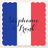 Franse vlag kleuren bruiloft kartonnen onderzetters (Voorkant)