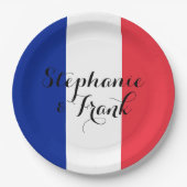 Franse vlag kleuren bruiloft papieren bordje (Voorkant)