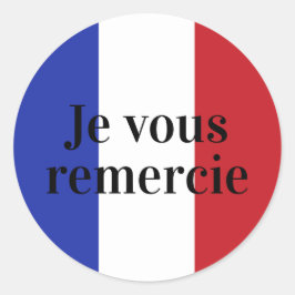 Franse vlag Kleuren Frankrijk Blauw Jevous remerci Ronde Sticker