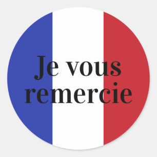 Franse vlag Kleuren Frankrijk Blauw Jevous remerci Ronde Sticker