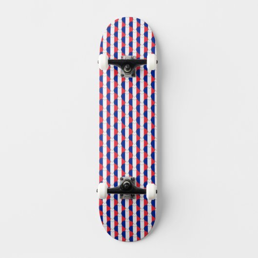 Franse vlag kleuren harten patroon patriottisch persoonlijk skateboard (Voorkant)