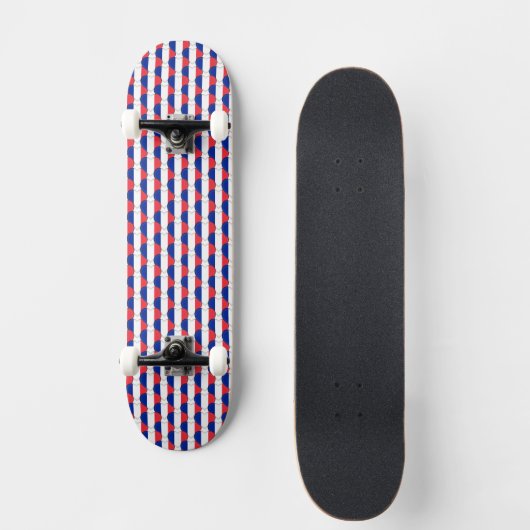 Franse vlag kleuren harten patroon patriottisch persoonlijk skateboard (Voorkant)