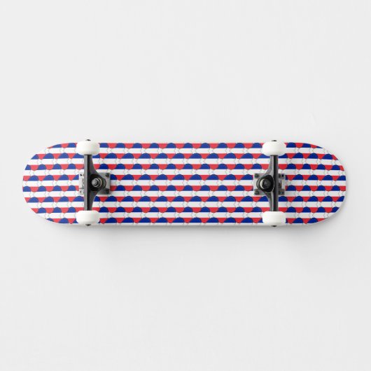 Franse vlag kleuren harten patroon patriottisch persoonlijk skateboard (Horizontaal)