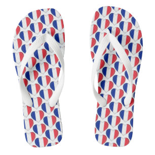 Franse vlag kleuren harten patroon patriottisch teenslippers