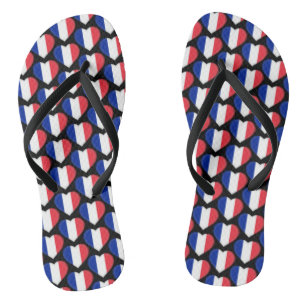 Franse vlag kleuren harten patroon patriottisch teenslippers