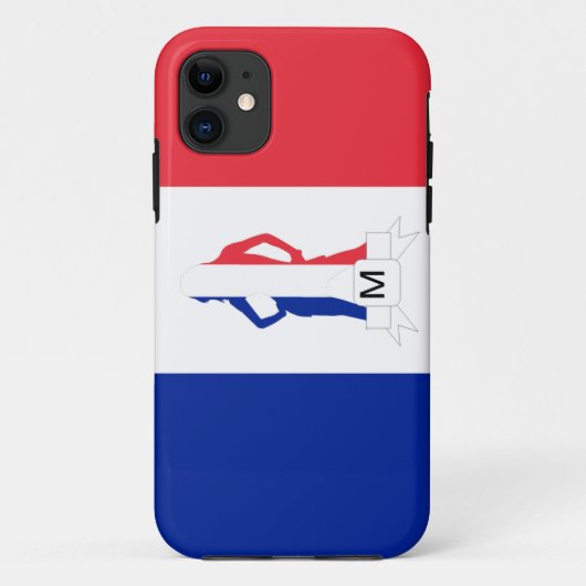 Franse vlag & meisje monogram Case-Mate iPhone case (Achterkant)