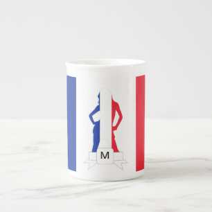 Franse vlag & meisje monogram porselein kop