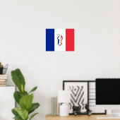 Franse vlag & meisje monogram poster (Thuiskantoor)