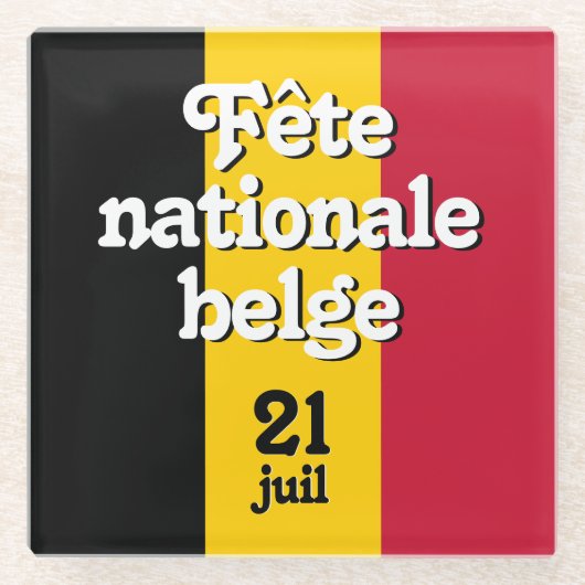 Franse vlag nationale belge Belgische vlag Glazen Onderzetter (Voorkant)