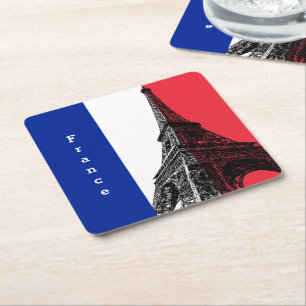 Franse vlag onderzetter, Eiffeltoren, Frankrijk Kartonnen Onderzetters
