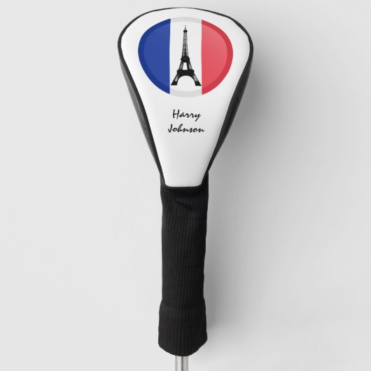 Franse vlag, Parijs & Monogrammed Golfclubs Hoesje Golfheadcover (Voorkant)
