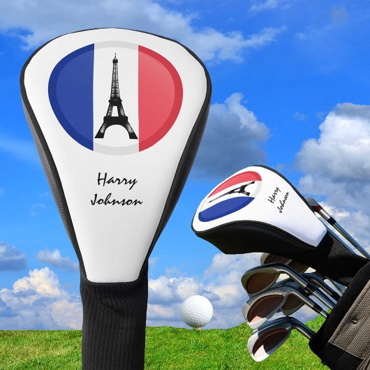 Franse vlag, Parijs & Monogrammed Golfclubs Hoesje Golfheadcover